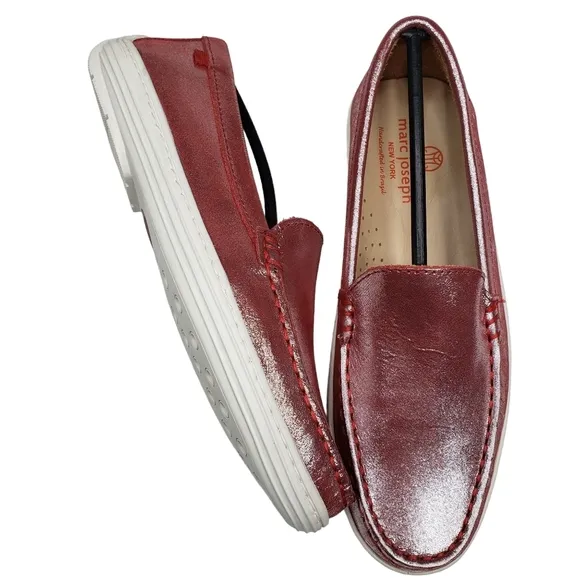 Marc Joseph | NIB Broadway Red Glimmer Preppy Classic Leather Loafers Girl's 4.5