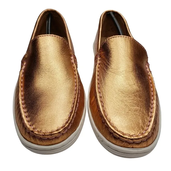 Marc Joseph | NIB Broadway Rose Metallic Preppy Classic Leather Loafers Girl's 4