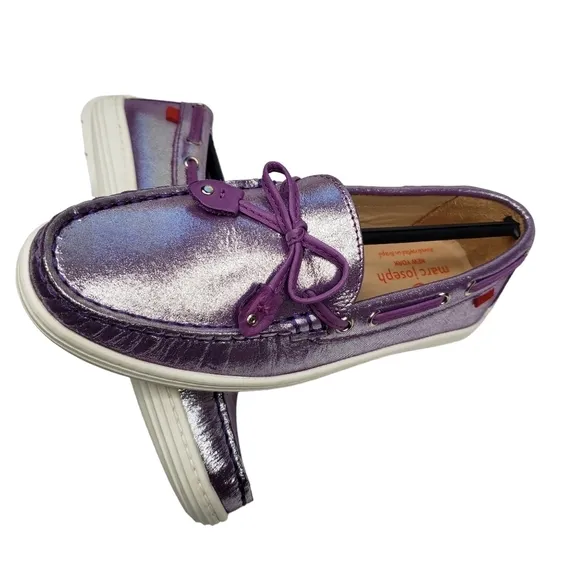 Marc Joseph | NIB Cypress Hill Purple Glimmer Leather Glam Loafers Girl's 2.5