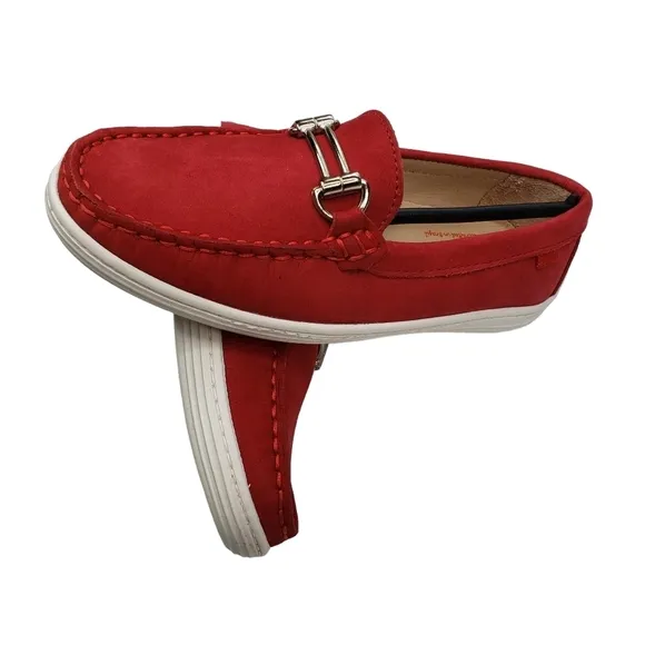 Marc Joseph | NIB Lexington Red Nobuck Preppy Classic Leather Loafers Girl's 1.5