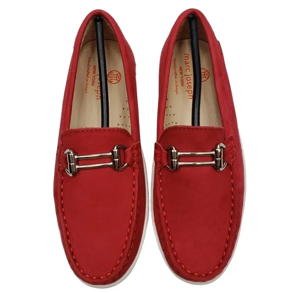 Marc Joseph | NIB Lexington Red Nobuck Preppy Classic Leather Loafers Girl's 1.5