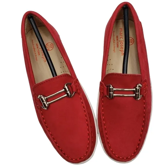 Marc Joseph | NIB Lexington Red Nobuck Preppy Classic Leather Loafers Girl's 1.5