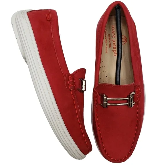 Marc Joseph | NIB Lexington Red Nobuck Preppy Classic Leather Loafers Girl's 1.5