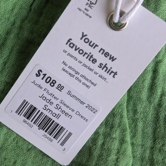Marine Layer Women's Jude Gauze Tiered Flutter Sleeve Dress Jade Sheen NWT S