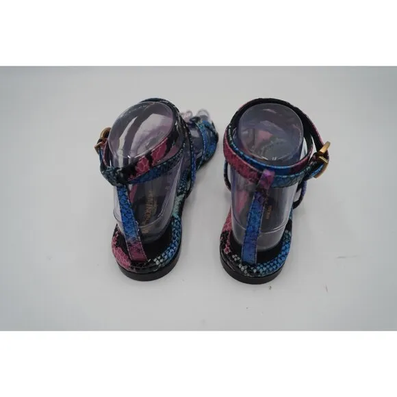 Marion Parke Toscana Harvey Python Snakeskin Indigo Strappy Sandals Size 8.5/39