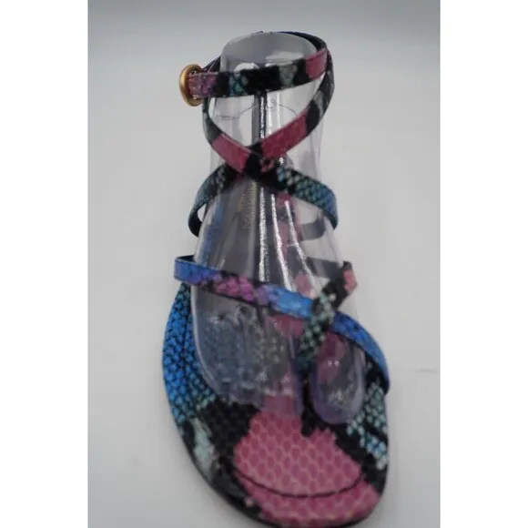 Marion Parke Toscana Harvey Python Snakeskin Indigo Strappy Sandals Size 8.5/39
