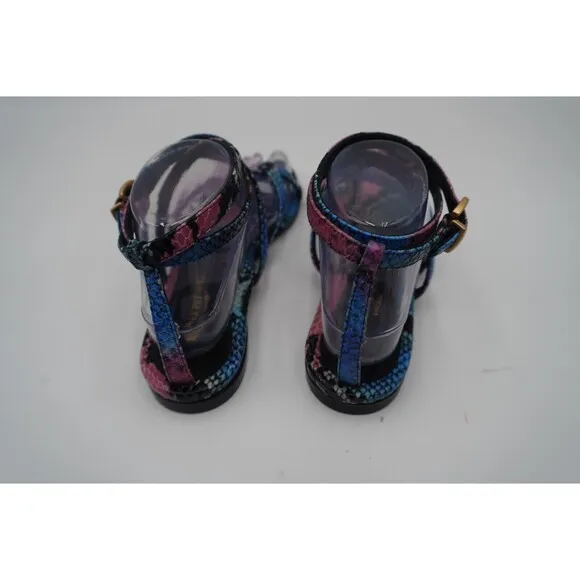 Marion Parke Toscana Harvey Python Snakeskin Indigo Strappy Sandals Size 8.5/39