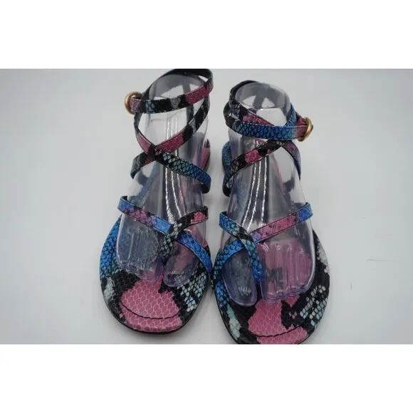 Marion Parke Toscana Harvey Python Snakeskin Indigo Strappy Sandals Size 8.5/39