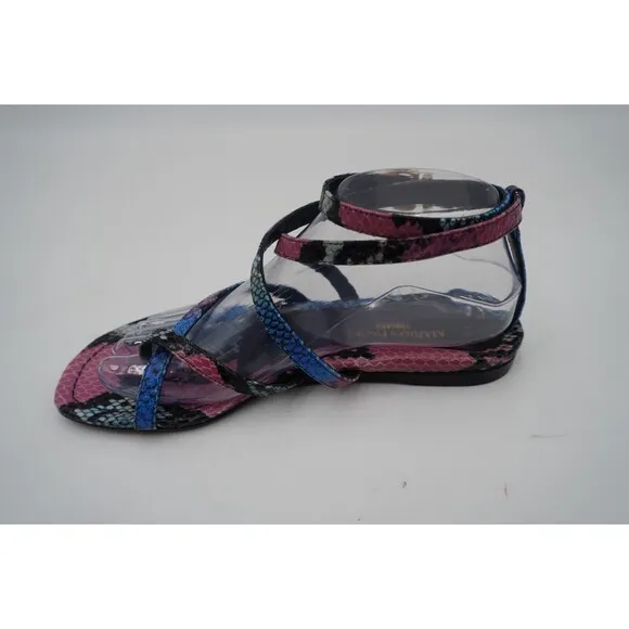 Marion Parke Toscana Harvey Python Snakeskin Indigo Strappy Sandals Size 8.5/39