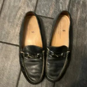 Martin Dingman Old Row Men’s Black Leather Horse Bit Loafer dress shoes