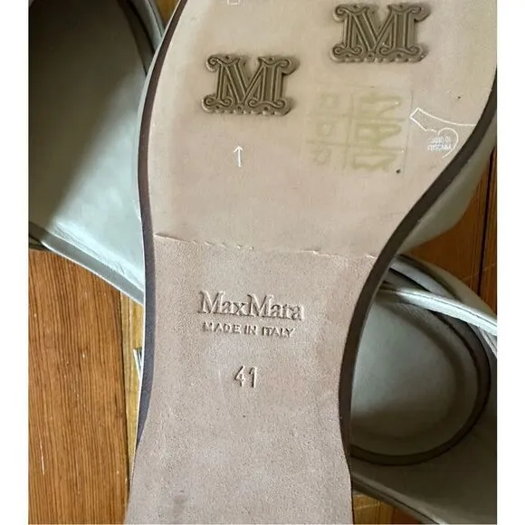 MaxMara Floren Leather Ballet Flats in Beige Size 41/10.5