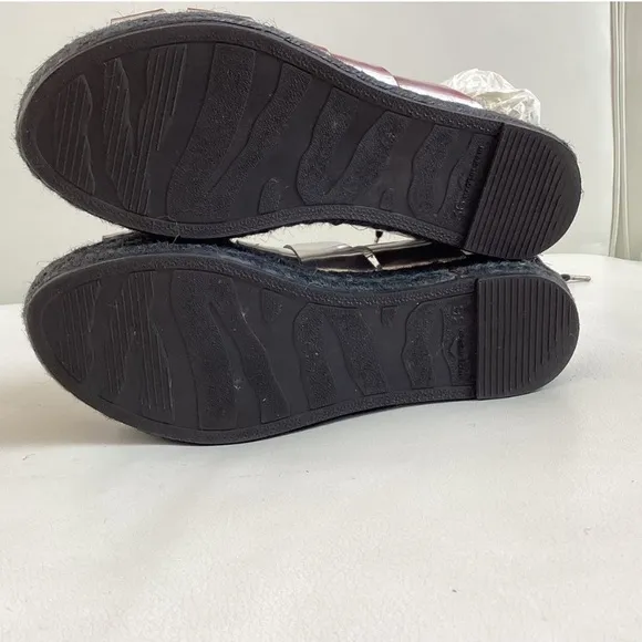 McQ Alexander McQueen Silver Parent Leather Platform Espadrilles SZ 6/36