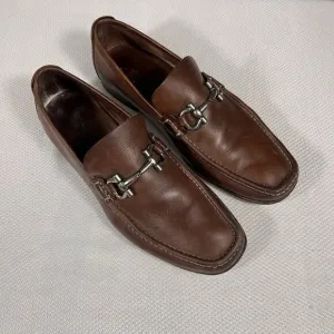 Men's SALVATORE FERRAGAMO 'Giordano' Brown Leather Loafers Size US 9.5 EE