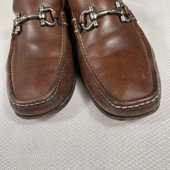 Men's SALVATORE FERRAGAMO 'Giordano' Brown Leather Loafers Size US 9.5 EE