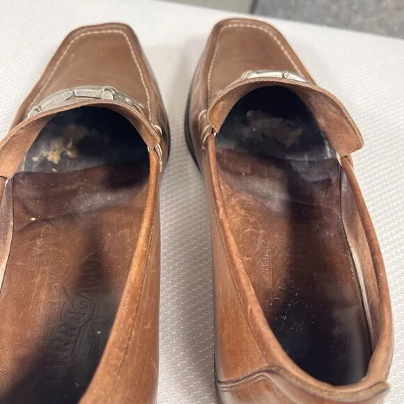Men's SALVATORE FERRAGAMO 'Giordano' Brown Leather Loafers Size US 9.5 EE