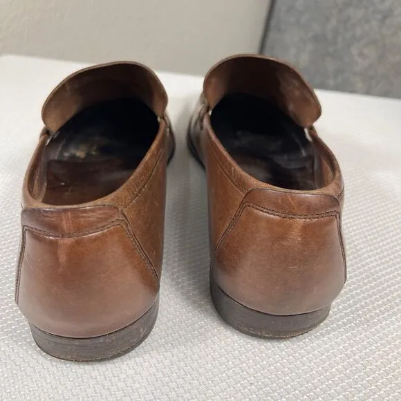 Men's SALVATORE FERRAGAMO 'Giordano' Brown Leather Loafers Size US 9.5 EE