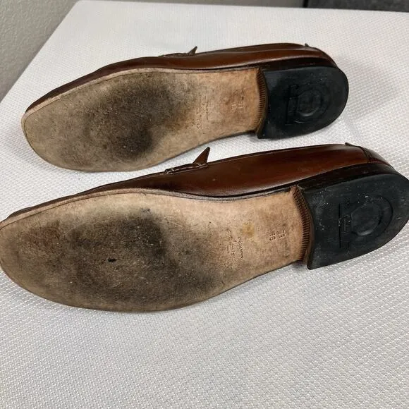 Men's SALVATORE FERRAGAMO 'Giordano' Brown Leather Loafers Size US 9.5 EE