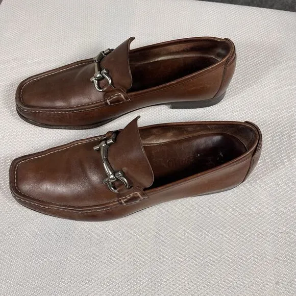 Men's SALVATORE FERRAGAMO 'Giordano' Brown Leather Loafers Size US 9.5 EE