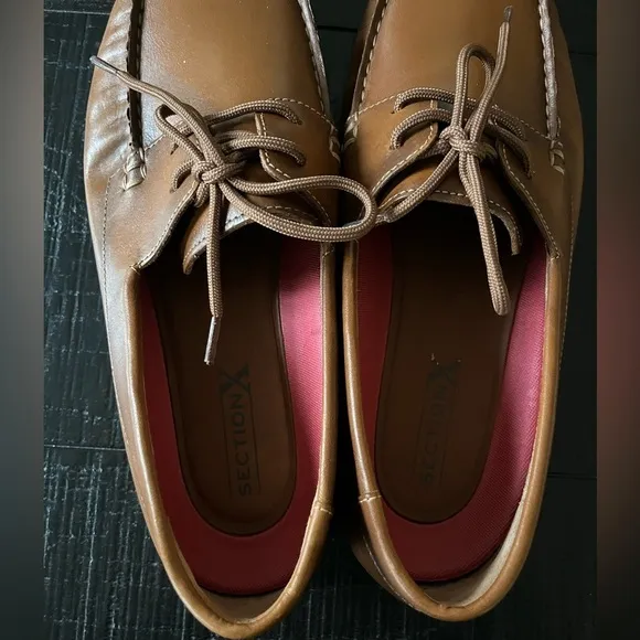 Men's Section X Dress Shoes Loafers SZ  10.5 Tan Brown Leather