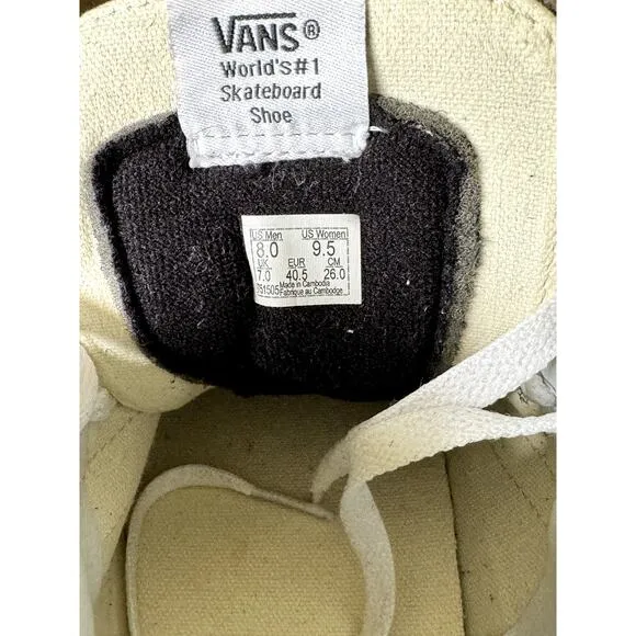 MENS VANS OFF THE WALL GREEN/WHITE HIGH TOP SNEAKERS SIZE 8