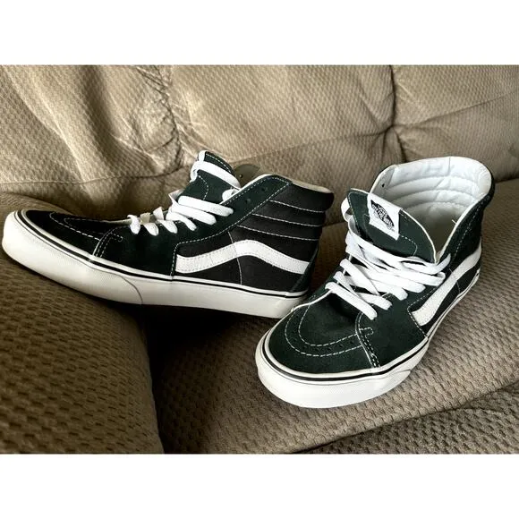 MENS VANS OFF THE WALL GREEN/WHITE HIGH TOP SNEAKERS SIZE 8