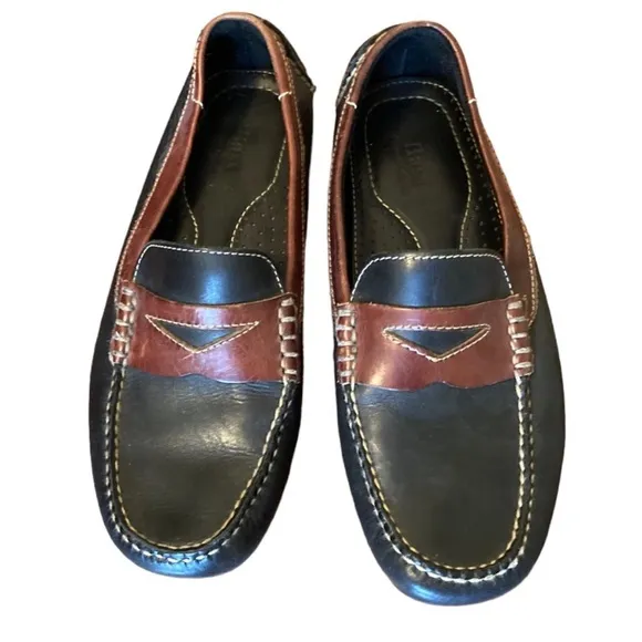 Men’s Vibram Brown &amp; Black Leather Loafers. Super Comfortable And Light. Size 9.