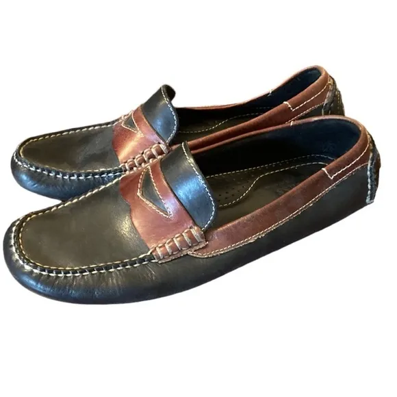 Men’s Vibram Brown &amp; Black Leather Loafers. Super Comfortable And Light. Size 9.