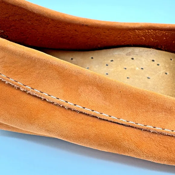 Mercanti Fiorentini Driving Loafers Women's 6B Orange Suede Colorful Fun Artsy