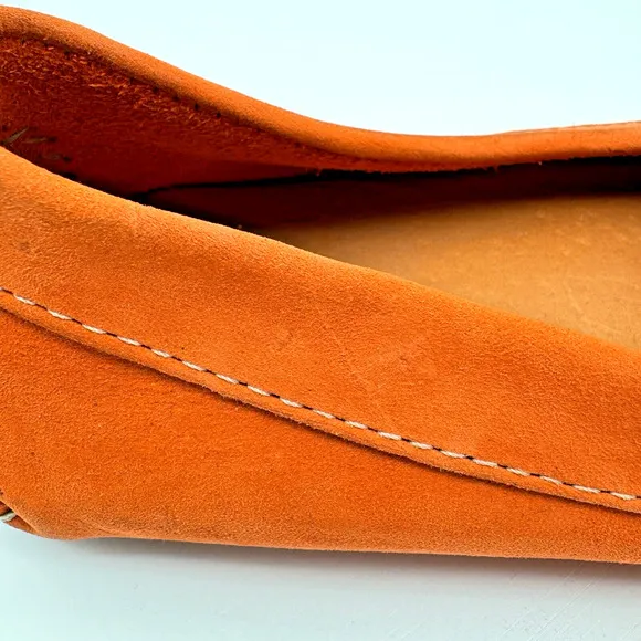 Mercanti Fiorentini Driving Loafers Women's 6B Orange Suede Colorful Fun Artsy