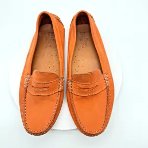 Mercanti Fiorentini Driving Loafers Women's 6B Orange Suede Colorful Fun Artsy
