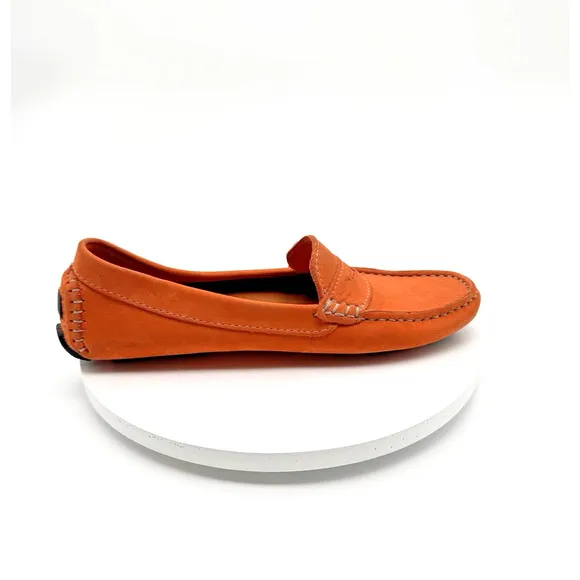 Mercanti Fiorentini Driving Loafers Women's 6B Orange Suede Colorful Fun Artsy
