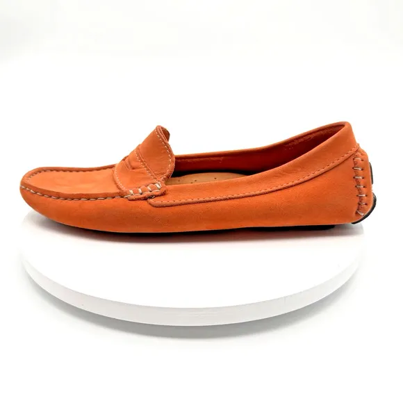 Mercanti Fiorentini Driving Loafers Women's 6B Orange Suede Colorful Fun Artsy