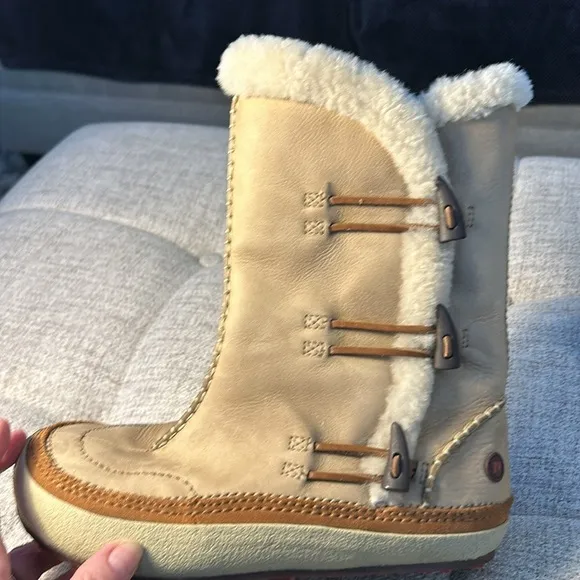 MERREL SPIRIT  TIBET HIGH TEMBER ..TAN ..LEATHER.. INSULATED BOOTS SIZE 6