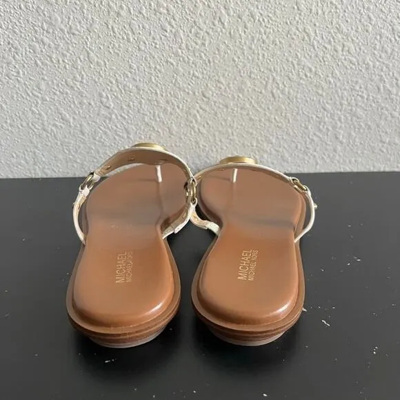 Michael Kors MK Women's Flat Sandals in Leather with Logo Size 7
