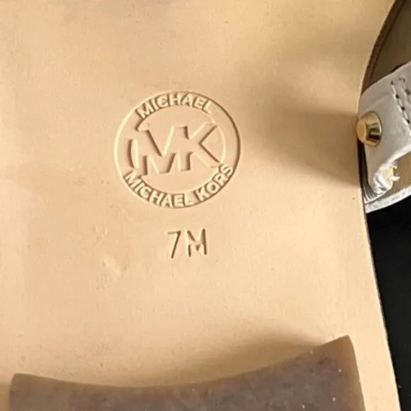 Michael Kors MK Women's Flat Sandals in Leather with Logo Size 7