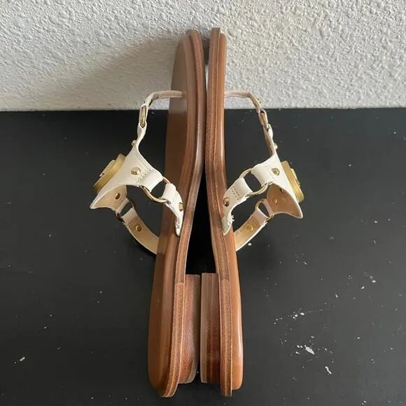 Michael Kors MK Women's Flat Sandals in Leather with Logo Size 7