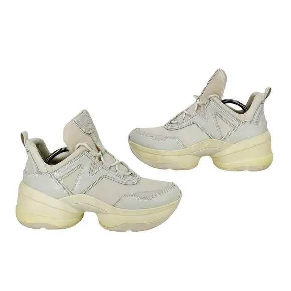 Michael Kors Olympia Trainer Sneakers Womens 10 Athletic Chunky Platform White