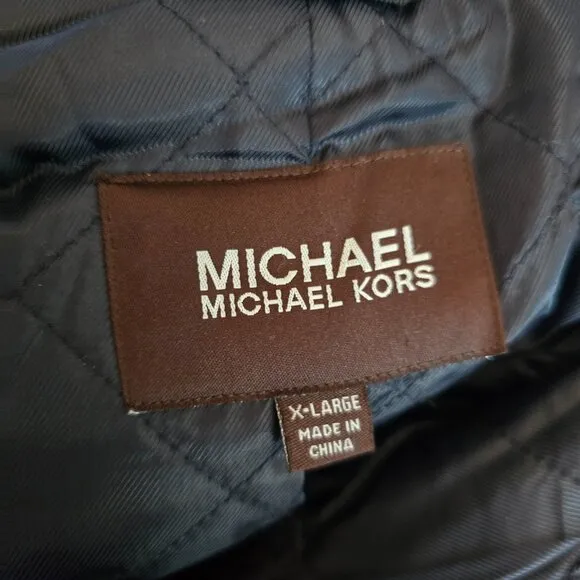 MICHAEL KORS XL MONROE SCARF COAT Black Wool Blend Insulated Pea Coat