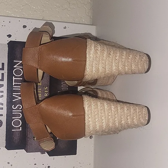 Michael Michael Kors Finley platform wedge espadrilles in luggage, s…