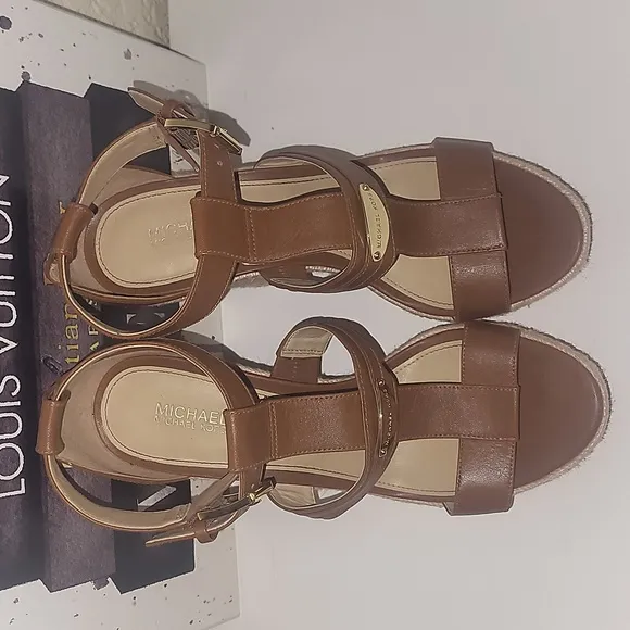 Michael Michael Kors Finley platform wedge espadrilles in luggage, s…