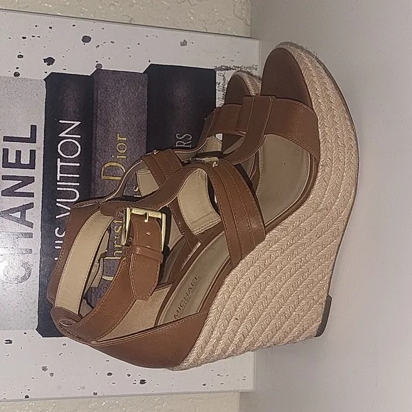 Michael Michael Kors Finley platform wedge espadrilles in luggage, s…