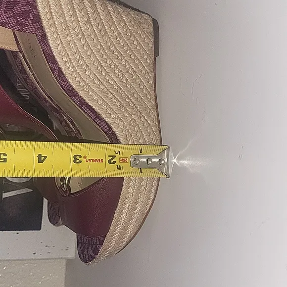 Michael Michael Kors platform wedge espadrilles monogram berry, sz 7…