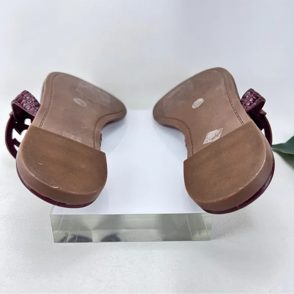Miller Flat Gold Metal Logo Croc Emboss Sandals