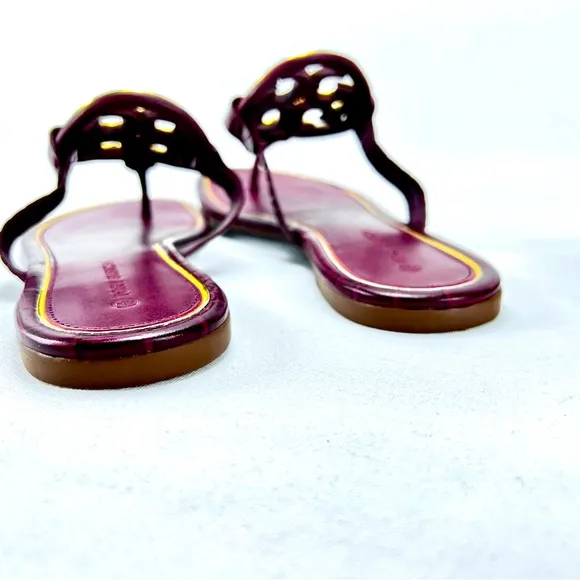 Miller Flat Gold Metal Logo Croc Emboss Sandals