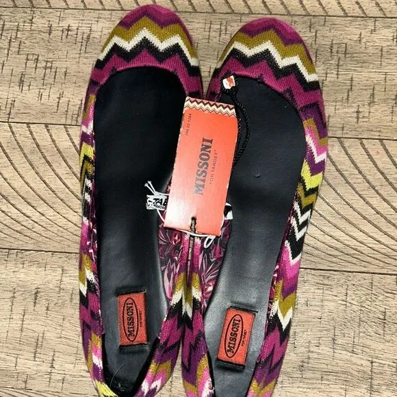 Missoni Designer 🧑‍🎨 Ballet 🩰 Flats 🥿 Chevron Zig Zag Knit 🧶 Fabric 70s 👀