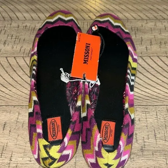 Missoni Designer 🧑‍🎨 Ballet 🩰 Flats 🥿 Chevron Zig Zag Knit 🧶 Fabric 70s 👀