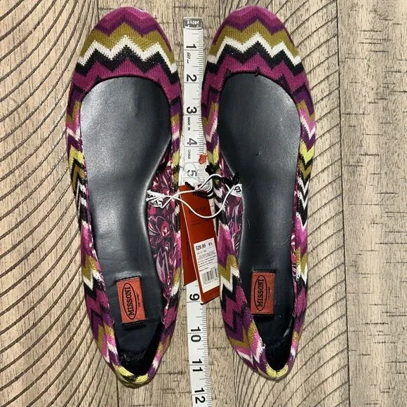 Missoni Designer 🧑‍🎨 Ballet 🩰 Flats 🥿 Chevron Zig Zag Knit 🧶 Fabric 70s 👀
