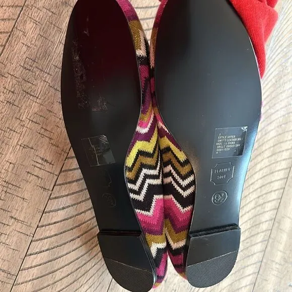 Missoni Designer 🧑‍🎨 Ballet 🩰 Flats 🥿 Chevron Zig Zag Knit 🧶 Fabric 70s 👀