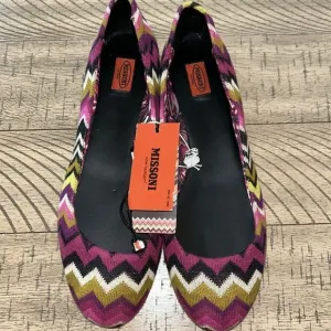 Missoni Designer 🧑‍🎨 Ballet 🩰 Flats 🥿 Chevron Zig Zag Knit 🧶 Fabric 70s 👀