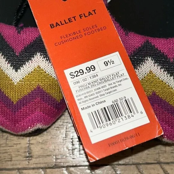 Missoni Designer 🧑‍🎨 Ballet 🩰 Flats 🥿 Chevron Zig Zag Knit 🧶 Fabric 70s 👀